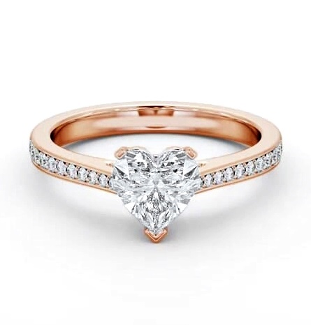 Heart Diamond 3 Prong Engagement Ring 9K Rose Gold Solitaire ENHE18S_RG_THUMB1