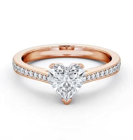 Heart Diamond 3 Prong Engagement Ring 18K Rose Gold Solitaire ENHE18S_RG_THUMB2 