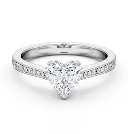 Heart Diamond 3 Prong Engagement Ring 18K White Gold Solitaire ENHE18S_WG_THUMB1