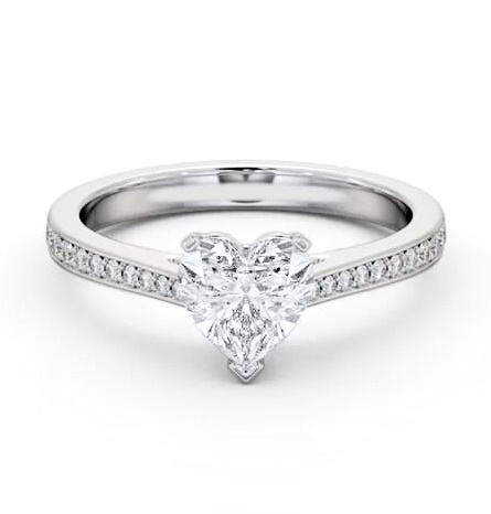Heart Diamond 3 Prong Engagement Ring 9K White Gold Solitaire ENHE18S_WG_THUMB2 