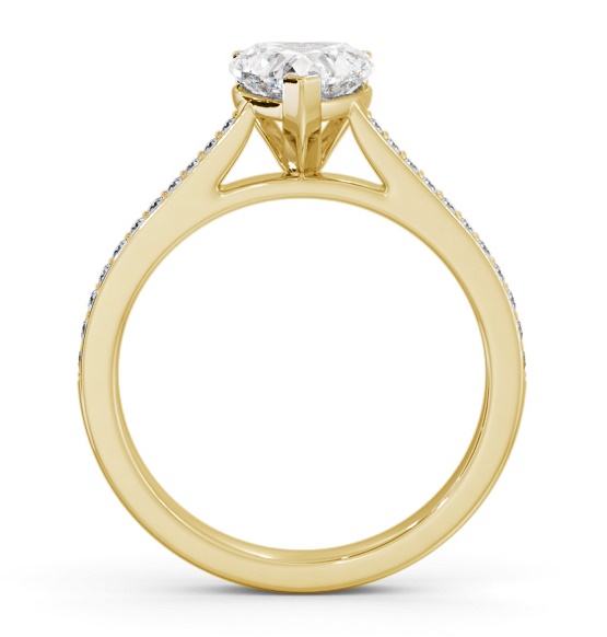 Heart Diamond 3 Prong Engagement Ring 18K Yellow Gold Solitaire with Channel Set Side Stones ENHE18S_YG_THUMB1