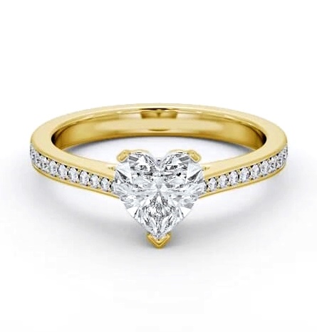 Heart Diamond 3 Prong Engagement Ring 9K Yellow Gold Solitaire ENHE18S_YG_THUMB1
