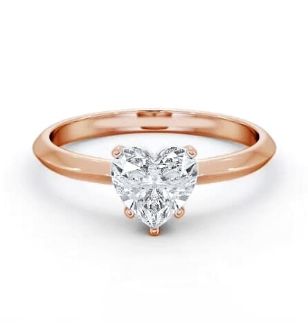 Heart Diamond Knife Edge Band Engagement Ring 18K Rose Gold Solitaire ENHE19_RG_THUMB1