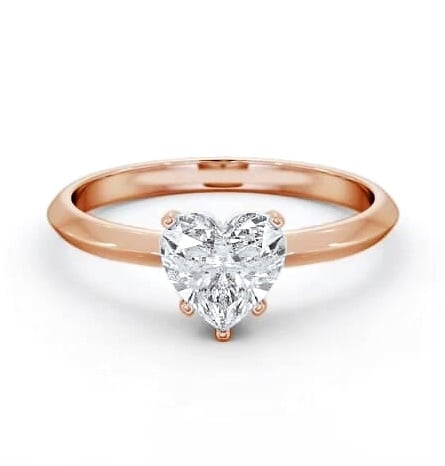 Heart Diamond Knife Edge Band Engagement Ring 18K Rose Gold Solitaire ENHE19_RG_THUMB2 