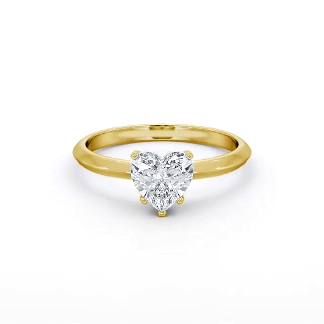 Heart Diamond Engagement Ring 18K Yellow Gold Solitaire - Emmilyn ENHE19_YG_HAND
