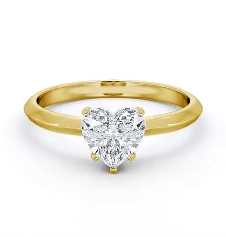 Heart Diamond Knife Edge Band Engagement Ring 9K Yellow Gold Solitaire ENHE19_YG_THUMB1