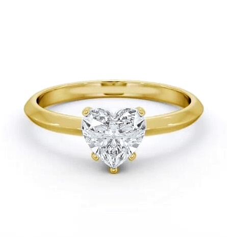 Heart Diamond Knife Edge Band Ring 18K Yellow Gold Solitaire ENHE19_YG_THUMB2 