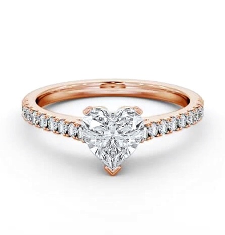 Heart Diamond 3 Prong Engagement Ring 9K Rose Gold Solitaire ENHE19S_RG_THUMB1