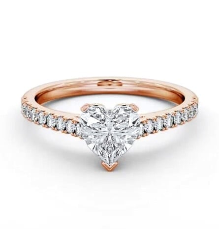 Heart Diamond 3 Prong Engagement Ring 18K Rose Gold Solitaire ENHE19S_RG_THUMB2 