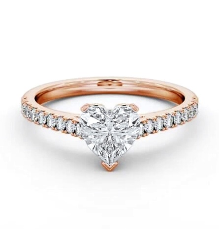 Heart Diamond 3 Prong Engagement Ring 18K Rose Gold Solitaire ENHE19S_RG_THUMB2 