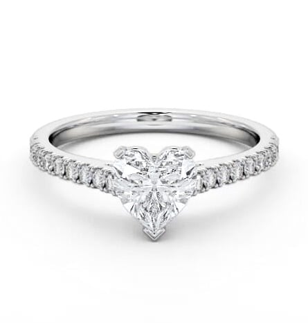 Heart Diamond 3 Prong Engagement Ring 18K White Gold Solitaire ENHE19S_WG_THUMB1