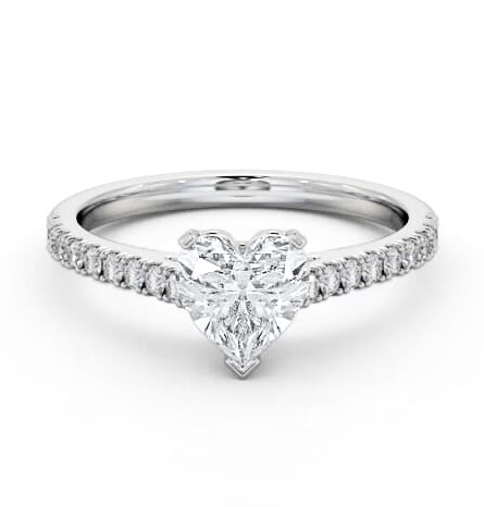 Heart Diamond 3 Prong Engagement Ring 18K White Gold Solitaire ENHE19S_WG_THUMB2 