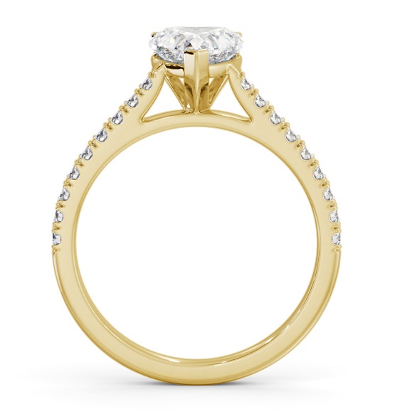 Heart Diamond 3 Prong Engagement Ring 18K Yellow Gold Solitaire with Channel Set Side Stones ENHE19S_YG_THUMB1