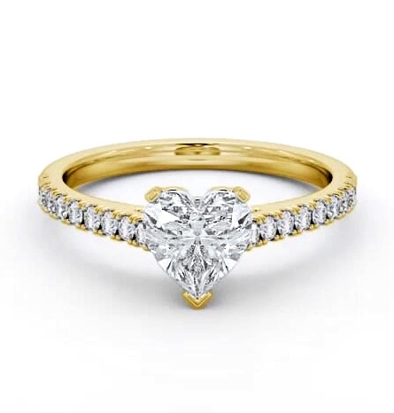 Heart Diamond 3 Prong Engagement Ring 9K Yellow Gold Solitaire ENHE19S_YG_THUMB1