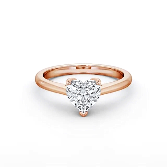 Heart Diamond Engagement Ring 9K Rose Gold Solitaire - Abbie ENHE1_RG_HAND