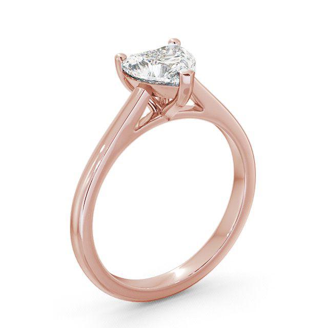 Heart Diamond Engagement Ring 18K Rose Gold Solitaire - Abbie ENHE1_RG_HAND