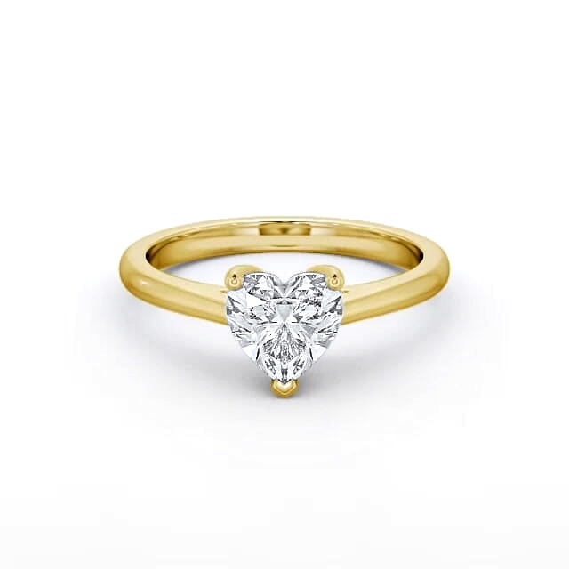 Heart Diamond Engagement Ring 18K Yellow Gold Solitaire - Abbie ENHE1_YG_HAND