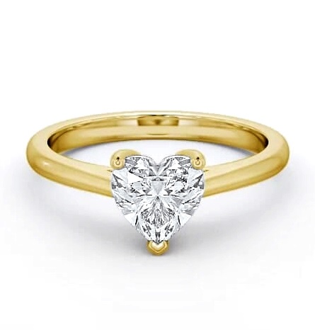 Heart Diamond Cathedral 3 Prong Ring 9K Yellow Gold Solitaire ENHE1_YG_THUMB1