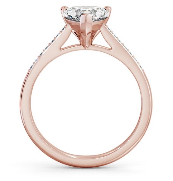 Heart Diamond Classic 3 Prong Engagement Ring 18K Rose Gold Solitaire with Channel Set Side Stones ENHE1S_RG_THUMB1