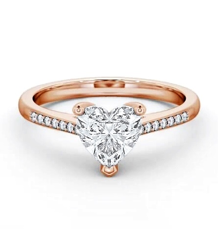 Heart Diamond Classic 3 Prong Engagement Ring 18K Rose Gold Solitaire ENHE1S_RG_THUMB1