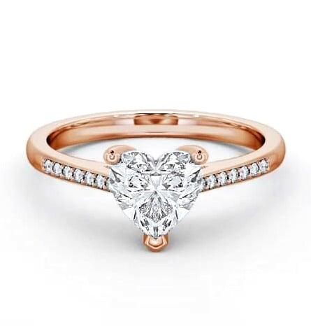Heart Diamond Classic 3 Prong Engagement Ring 9K Rose Gold Solitaire ENHE1S_RG_THUMB2 