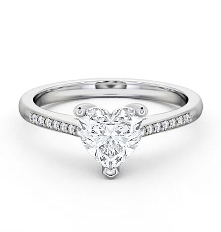 Heart Diamond Classic 3 Prong Engagement Ring 18K White Gold Solitaire ENHE1S_WG_THUMB2 