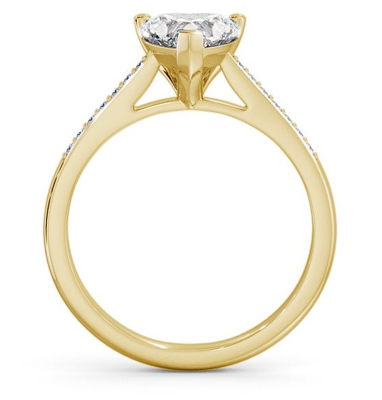 Heart Diamond Classic 3 Prong Engagement Ring 18K Yellow Gold Solitaire with Channel Set Side Stones ENHE1S_YG_THUMB1