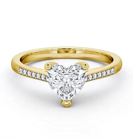 Heart Diamond Classic 3 Prong Ring 18K Yellow Gold Solitaire ENHE1S_YG_THUMB1