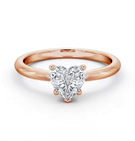Heart Diamond Sleek 5 Prong Engagement Ring 18K Rose Gold Solitaire ENHE20_RG_THUMB1