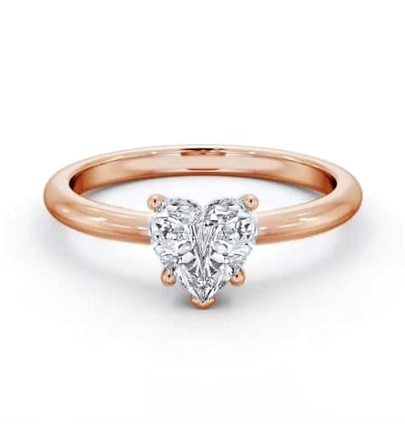 Heart Diamond Sleek 5 Prong Engagement Ring 9K Rose Gold Solitaire ENHE20_RG_THUMB2 