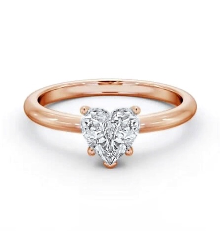 Heart Diamond Sleek 5 Prong Engagement Ring 18K Rose Gold Solitaire ENHE20_RG_THUMB2 