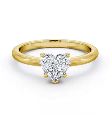 Heart Diamond Sleek 5 Prong Engagement Ring 18K Yellow Gold Solitaire ENHE20_YG_THUMB1