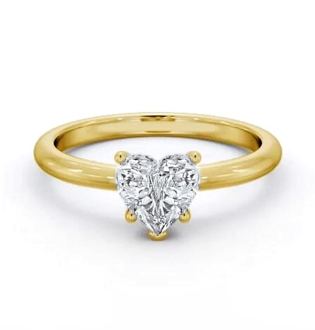 Heart Diamond Sleek 5 Prong Engagement Ring 18K Yellow Gold Solitaire ENHE20_YG_THUMB2 