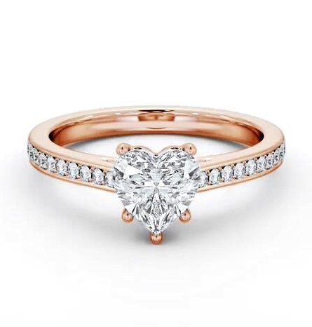 Heart Diamond 5 Prong Engagement Ring 18K Rose Gold Solitaire ENHE20S_RG_THUMB1
