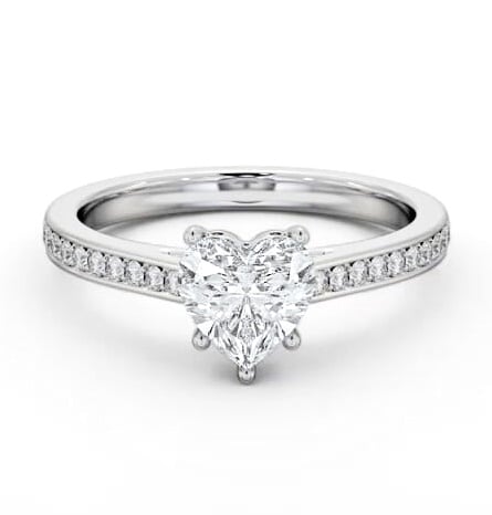 Heart Diamond 5 Prong Engagement Ring 9K White Gold Solitaire ENHE20S_WG_THUMB2 