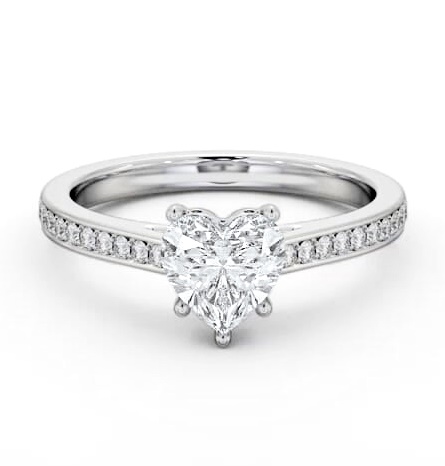 Heart Diamond 5 Prong Engagement Ring 18K White Gold Solitaire ENHE20S_WG_THUMB2 