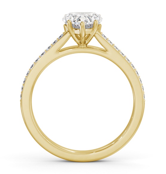 Heart Diamond 5 Prong Engagement Ring 18K Yellow Gold Solitaire ENHE20S_YG_THUMB1 