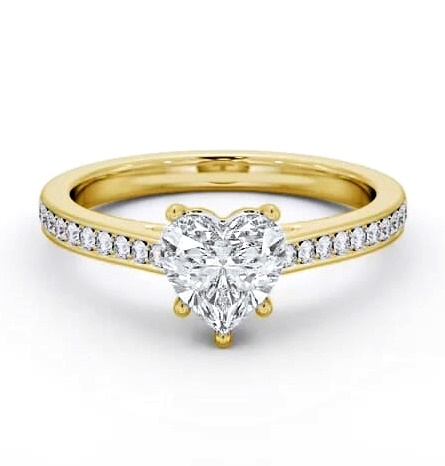 Heart Diamond 5 Prong Engagement Ring 18K Yellow Gold Solitaire ENHE20S_YG_THUMB1