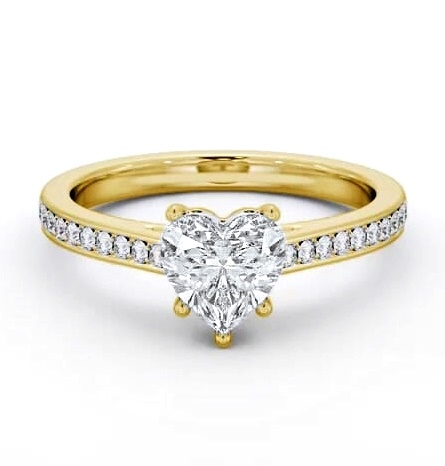 Heart Diamond 5 Prong Engagement Ring 18K Yellow Gold Solitaire ENHE20S_YG_THUMB2 