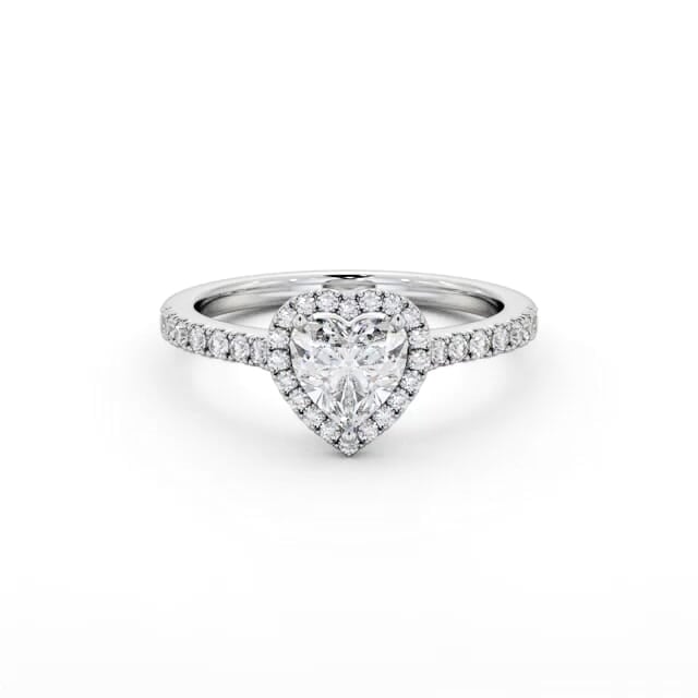 Halo Heart Diamond Engagement Ring 18K White Gold - Coralyn ENHE21_WG_HAND