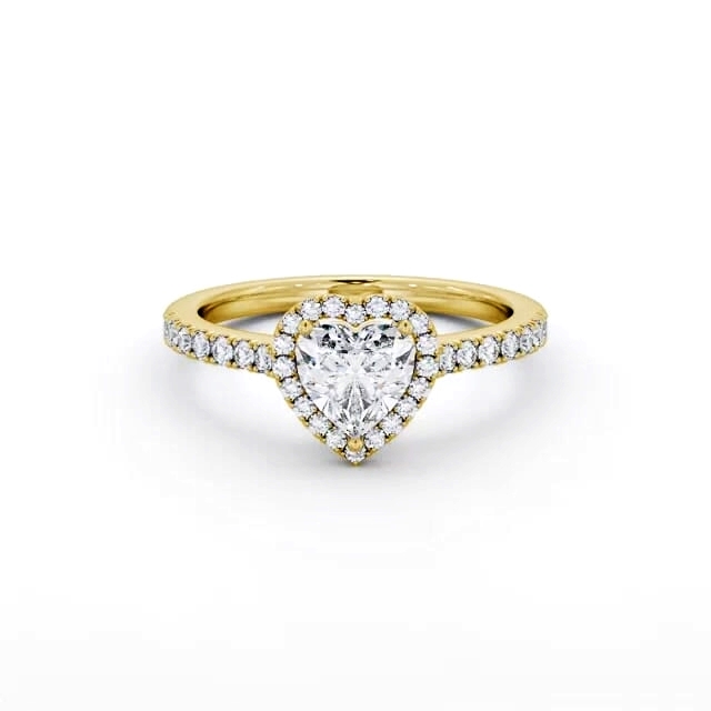 Halo Heart Diamond Engagement Ring 18K Yellow Gold - Coralyn ENHE21_YG_HAND