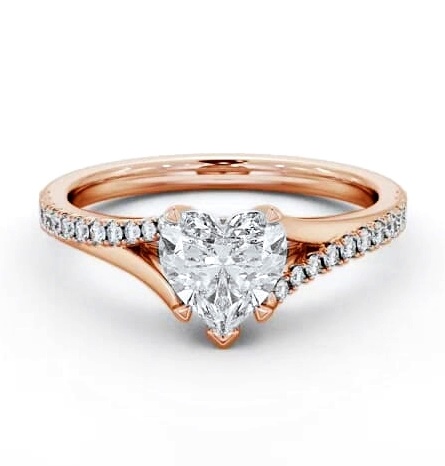 Heart Ring 18K Rose Gold Solitaire with Offset Side Stones ENHE21S_RG_THUMB1