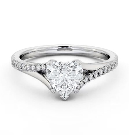 Heart Diamond Engagement Ring 18K White Gold Solitaire with Offset Side Stones ENHE21S_WG_THUMB2 
