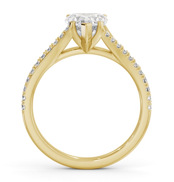 Heart Ring 18K Yellow Gold Solitaire with Offset Side Stones ENHE21S_YG_THUMB1 