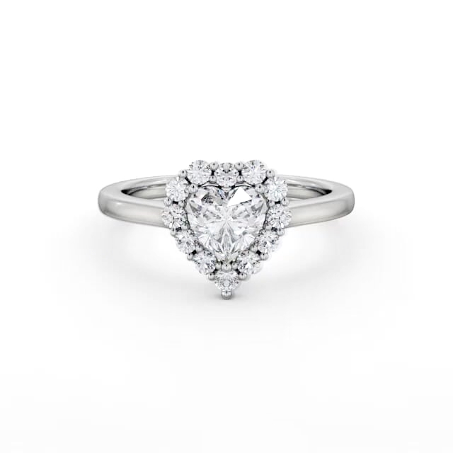 Halo Heart Diamond Engagement Ring 18K White Gold - Levine ENHE22_WG_HAND