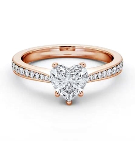Heart Diamond Tapered Band Engagement Ring 18K Rose Gold Solitaire ENHE22S_RG_THUMB2 