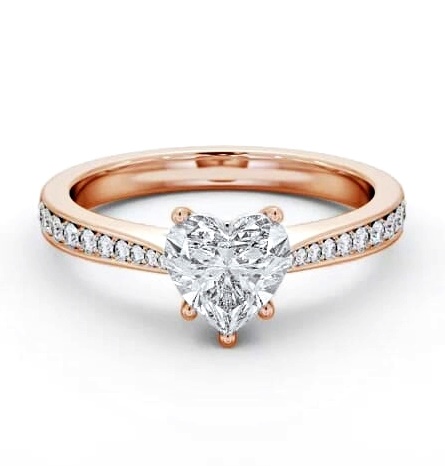Heart Diamond Tapered Band Engagement Ring 18K Rose Gold Solitaire ENHE22S_RG_THUMB2 