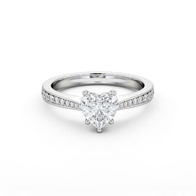 Heart Diamond Engagement Ring 18K White Gold Solitaire With Side Stones - Onara ENHE22S_WG_HAND