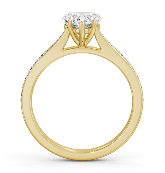 Heart Diamond Tapered Band Engagement Ring 18K Yellow Gold Solitaire ENHE22S_YG_THUMB1 