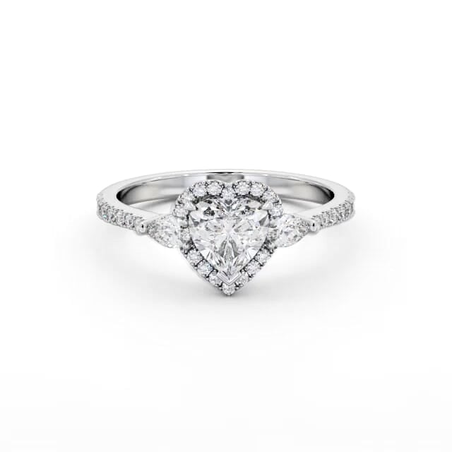 Halo Heart Diamond Engagement Ring 18K White Gold - Stefania ENHE23_WG_HAND